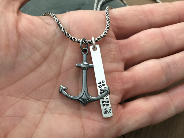 mens strength necklace anchor