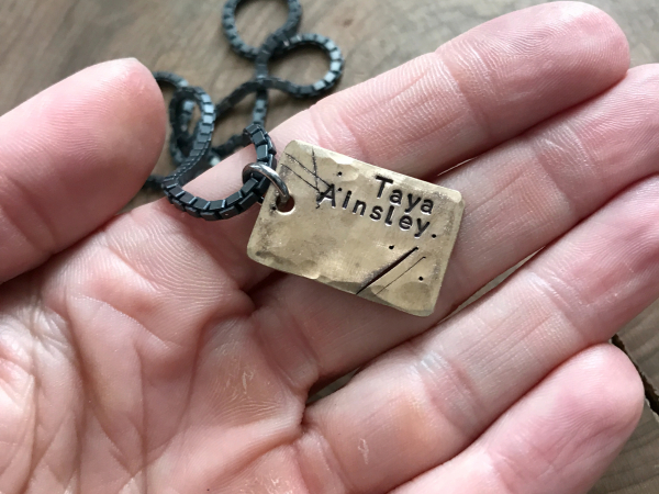 bronze tag necklace