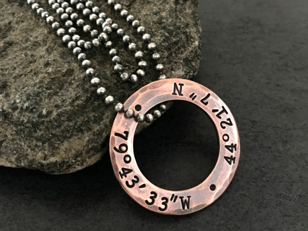 men's personalized coordinates necklace