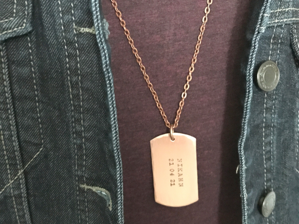 hand stamped dog tag