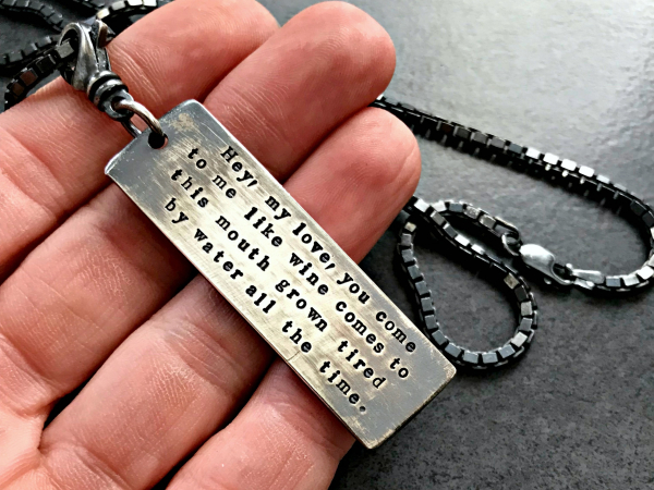double sided men's quote necklace
