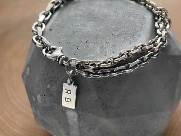 personalized silver chunky bracelet
