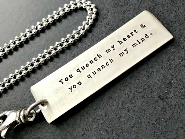 Men's personalized double sided quote necklace