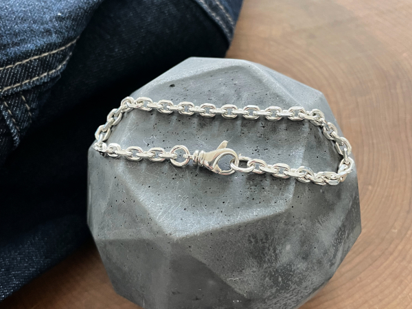 thick sterling silver chain bracelet