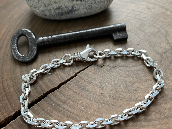 men's thick sterling silver chain bracelet