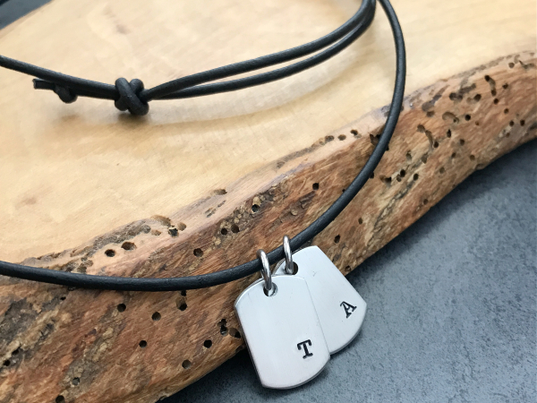 hand stamped mens necklace