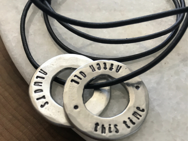 custom silver washer name necklace