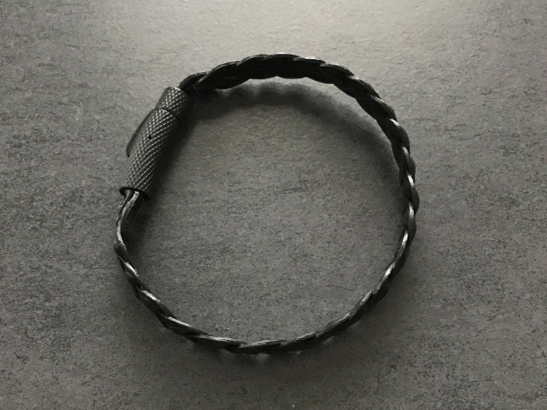 matte black clasp men's leather bracelet