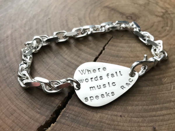mens personalized guitar pick bracelet