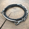 men's personalized leather and silver bracelet