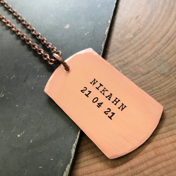 men's copper dog tag