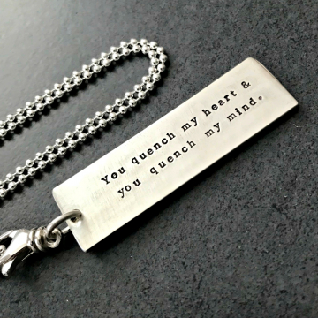 Men's personalized double sided quote necklace