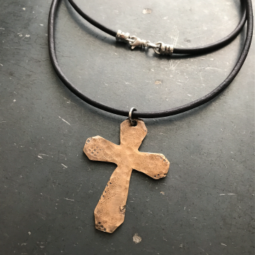 Personalized Men's Bronze Cross Necklace - Lincoln Necklace