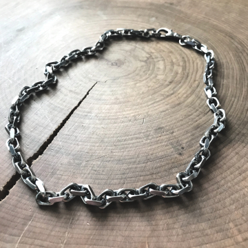 Men's Chunky Chain Necklace, Heavy Sterling Silver Chain, Custom Men's Jewelry, Oxidized Rugged Men's Chain - Joel Chain Necklace