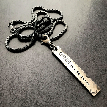 Men's Quote Necklace Personalized, Double Sided Custom Quote Pendant, Sterling Silver Men's Chain - Connor Necklace