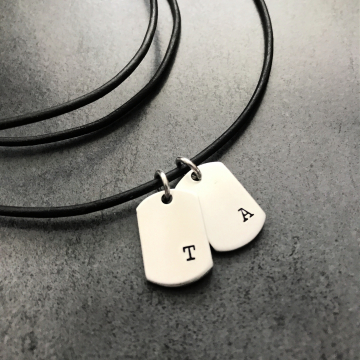 Mini Dog Tag Initial Necklace, Men's Dog Tag Necklace, Personalized Initial Necklace